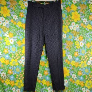 Equiptment Burgundy Black White Checkered Pattern Straight Leg Dress Pants